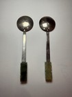Mexican Aztec Calendar Decorative Spoons With Jade Handles  Handmade Pair