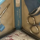 Vintage Noymer Blue Leather Case Manicure Set w Germany unused 