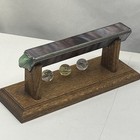 Vintage Stained Glass Kaleidoscope 8  With Wood Base And 3 Swirl Glass Marbles