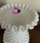 Vintage 7 5    Fenton Milk Glass Hobnail Hurricane Lamp Globe 2  Base-orig Sticker