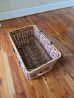 Vintage X Large Woven Trunk -  Leather Closures - Handles - Toy Chest - Storage