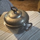 Vtg Sheridan Silver Plated Ep Brass Ice Bucket Insulated Milk Glass Insert   Lid