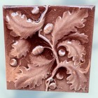 Antique Victorian Cambridge Tile Brown Pink Majolica Oak Leaves Acorns 6 X 6   