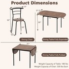 3 Pcs Foldable Dining Table Set With 2 Chairs Industrial Oval Corner Dining Set