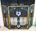 Tiffany Style Fireplace Screen Decorative 3 Panel Stained Glass Fire Guard 44 