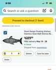 Pottery Barn Kids Coastal Shark Nursery Decor Float Shelf 49    X 18 5    Euc