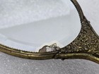 Vintage Ornate Handheld Mirror Floral Porcelain Antique Brass Vanity Victorian