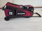 Brunswick Red And Black Three 3 Ball Roller  Tote Bowling Bag