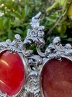 Vintage Silver Tone Metal Ornate Double Picture Frame Victorian Easel Back Small