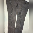 New Black High Rise Stretch Jeans Distressed Skinny Ripped Size L