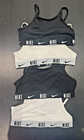 Nike Girls Trophy Sports Bra Size Youth Med Black white Lot X 4 Dri-fit Training