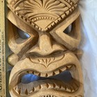 Lg Vintage Hawaiian Carved Wood Mask Tiki God Signed Pauli  See