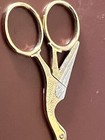 Vintage German Embroidery Scissors Marks Germany 3 5 8  Gold Silver Stork Crane