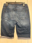 Democracy Ab   solution Women   s Bermuda Shorts Rolled Cuff Stretch Blue Petites Sz