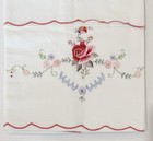 Vtg Pair Nos Multicolor Floral Pillowcases Hemstitching Hand Embroidered 18x28   