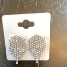 Silver Tone Clear Rhinestone Teardrop Dangle drop Earrings  Butterfly Back