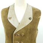 Meindl Vest Mens Size 50 Brown Beige Leather Canvas Costume Vest Gilet Sleeveless