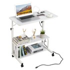 Power Rolling Laptop Desk Adjustable Notebook Computer Stand Bed Sofa Table