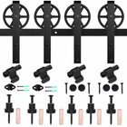 Double Sliding Barn Door Hardware Kit 6ft 8ft 10ft 12ft Track Big Spoke Wheel