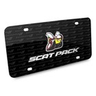 Dodge Scat-pack Full Color 3d Logo On Logo Pattern Black Aluminum License Plate
