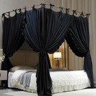 4 Corners Post Princess Curtain Bed Canopy Double Layer Cozy Mosquito Net Mesh A