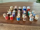 Lot Of 34 Vintage Thread Wooden Spools Various Sizes   Brands  see Description 