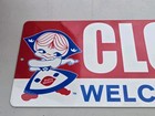 Vtg Little Miss Dairy Queen Closed   Welcome Painted Metal Sign Dutch Girl