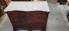 Antique Serpentine Front Chest Of Drawers Marble Top Carved Rosewood 