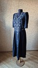 Mira Trachten Dress Dirndl Vintage Black Embroidery Mix Cotton viscose linen D42