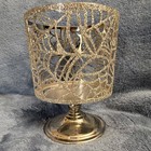 Bath   Body Works Gold Tone Metal Spiderweb Pedestal 3-wick Holder 75525