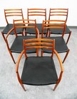 Mid Century Danish Modern Dining Chairs Set 6 Niels J l Moller  78  62 Walnut