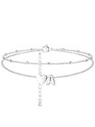Waterproof Ankle Bracelets For Women - 14k Gold silver Initial Dainty Anklet  Ad