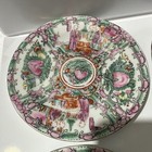 Chinese Famille Rose Style Porcelain Plates Set Of 6 Pink green Figural Red Seal