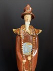 Tall Asian Inspired Ceramic Statue figurine  Chinese Large Glazed   Home D  cor