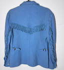 Vtg Ralph Lauren Country Jacket Womens S Fringe Rare Western Usa Blue Wool Read