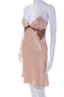 Jon Quil Womens Satin Lace Trim Pleated V-neck Sleeveless Slip Pink Size P
