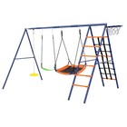 6-in-1 Kids Swing Set Backyard Playground Metal Swings A-frame For Kids Outdoor