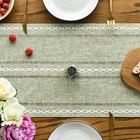 Artoid Mode Sage Green Rustic Cotton Linen Table Runner  Seasonal Embroidered Ho