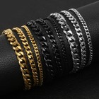 3 5 7 mm Stainless Steel Chain Silver black gold Plated Cuban Curb Bracelet 7-11