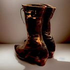 Antique 1890-1900 Victorian Black Granny Lace Up Boots As Is