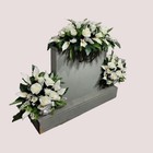Cream Memorial Headstone Saddle   2 Side Arrangements With Roses And Calla Lily