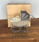 Antique German Miniature Bisque Victorian Carriage For Limbach Baby Doll In Box