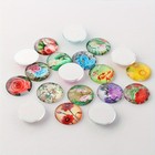 10pcs Flower Printed Glass Cabochons Half Round dome Mixed Color 10x4mm