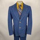 Vtg 70s Denim Leisure Suit Mens 46 L Jacket 42 31 Pants Blue Jean 3 Piece Disco