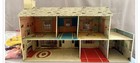 Vintage 1950s Marx Tin Litho Two Story Colonial Dollhouse Garage Furniture Lot