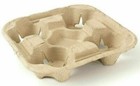 4 Cup Drink Cup Carrier  Cup Holder  Cup Carry Tray Biodegradable Pulp 100 Count