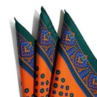 17  Orange Floral Silk Pocket Square  handmade In Italy 