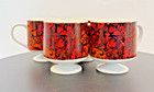 Vtg 4  Holt Howard 1967 Footed Coffee Mugs Red Orange Fire Swirl Rare  7534 Good