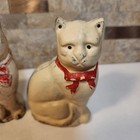 Antique Cast Iron Cat Still Bank Set Of 3 Vintage Cream Metal Feline Coin Banks