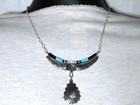 1990s Zuni Real Turquoise Coral Shell Sterling Silver 20  Sunface Necklace          